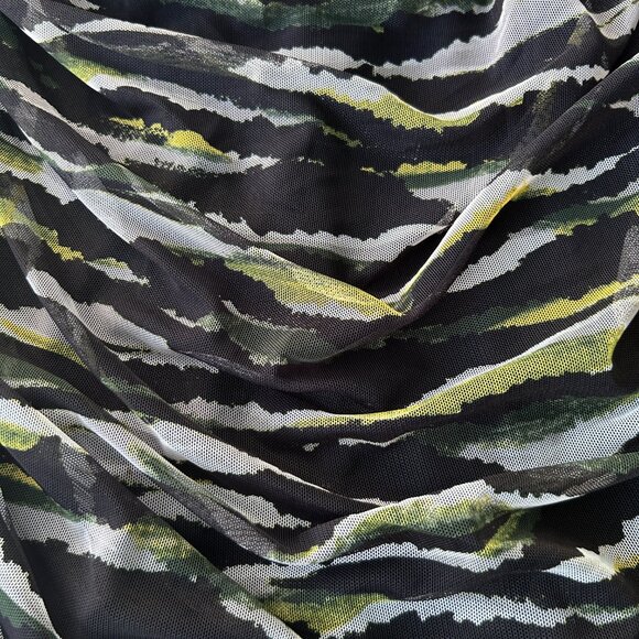 DKNY Bodycon Mesh Ruched Dress Green Black Size Extra Large NWT - Picture 5 of 11